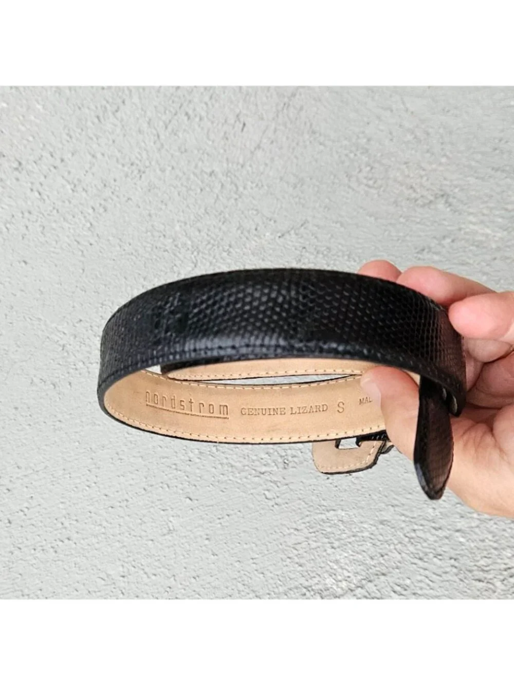 Vintage 80s Nordstrom Black Genuine Lizard Skin Belt Size S 23-27